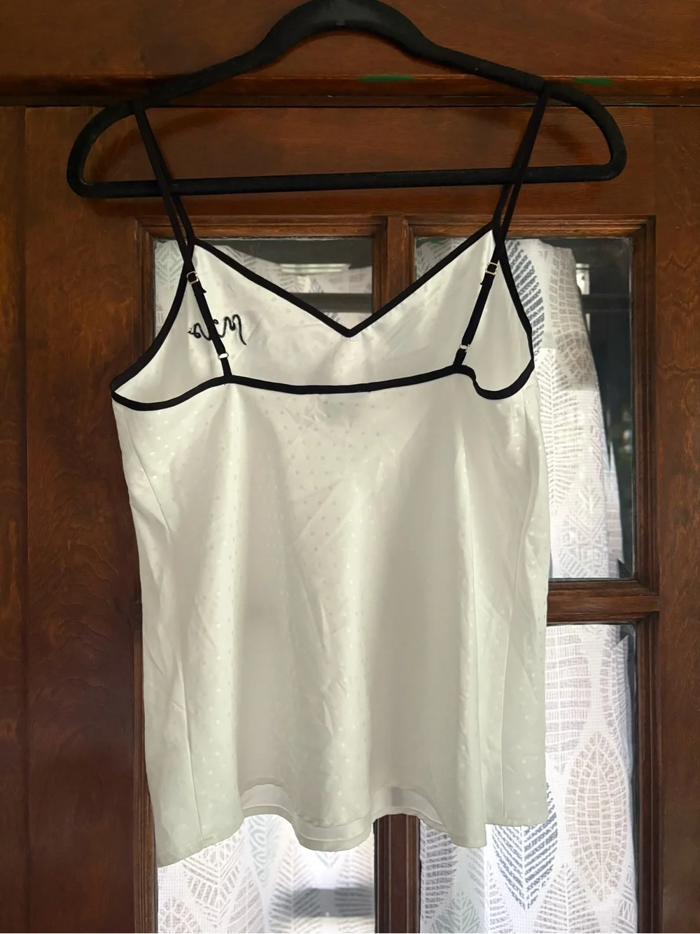 Kate Spade New York “Mrs.” Embroidered Satin Bridal Cami Top White Swiss Dot XS